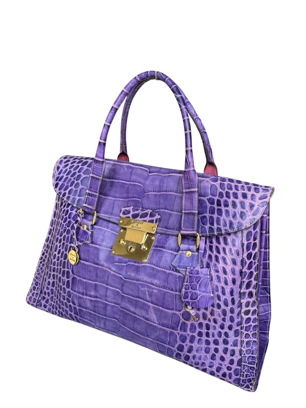 Rare Dooney & Bourke Alto Vintage Large Satchel Crocodile Embossed Leather Italy - Picture 4 of 15